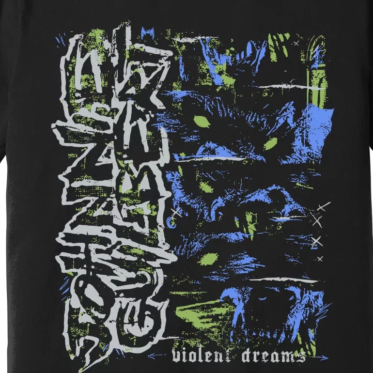 Johnnieguilbert Violent Dream Wolf Blue Green Premium T-Shirt