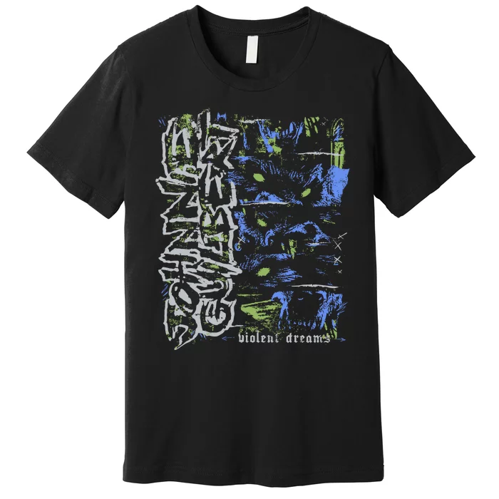 Johnnieguilbert Violent Dream Wolf Blue Green Premium T-Shirt