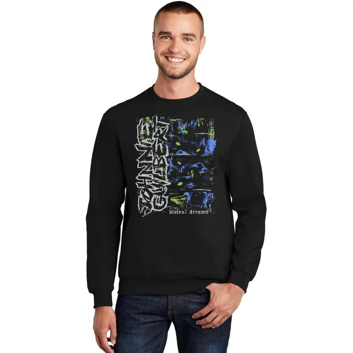 Johnnieguilbert Violent Dream Wolf Blue Green Tall Sweatshirt