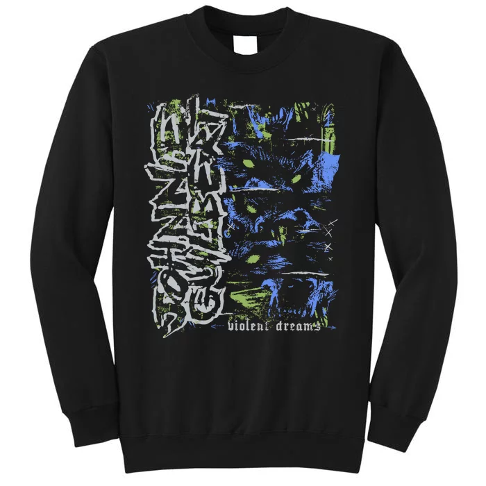 Johnnieguilbert Violent Dream Wolf Blue Green Tall Sweatshirt