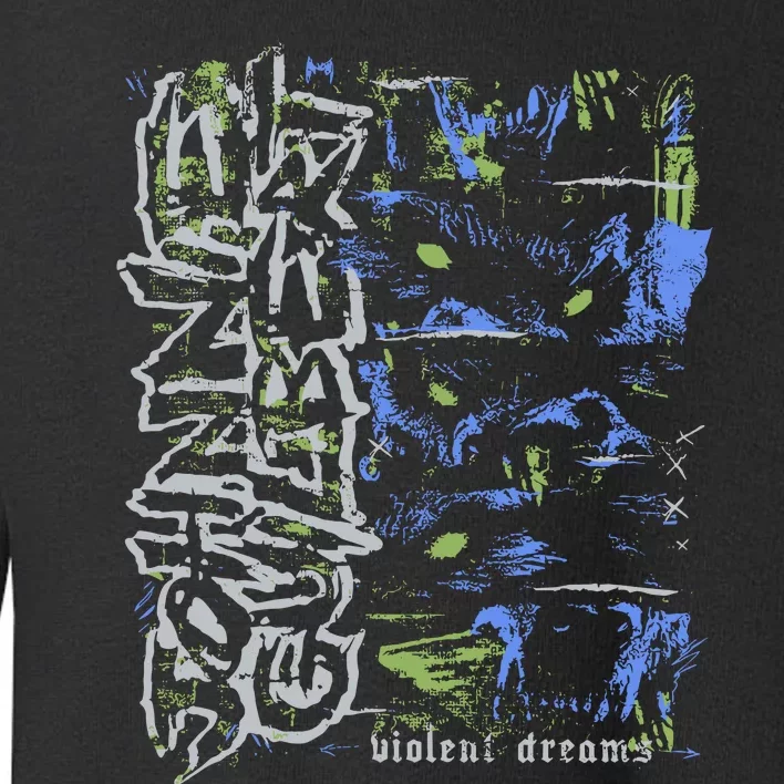 Johnnieguilbert Violent Dream Wolf Blue Green Toddler Sweatshirt