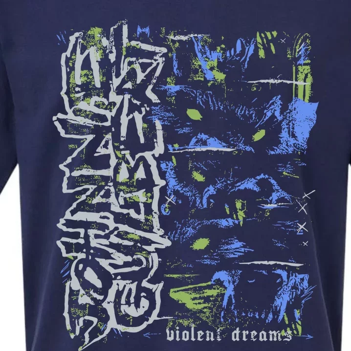 Johnnieguilbert Violent Dream Wolf Blue Green Sueded Cloud Jersey T-Shirt