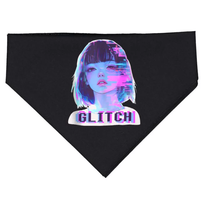 Japanese Vaporwave Edgy Sad Glitch Girl Anime Aesthetic USA-Made Doggie Bandana