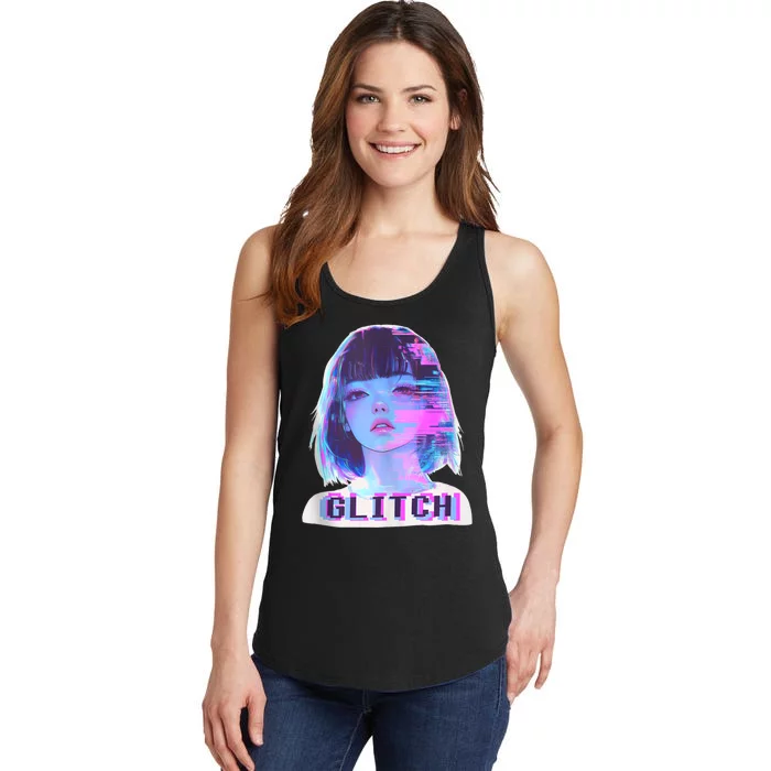 Japanese Vaporwave Edgy Sad Glitch Girl Anime Aesthetic Ladies Essential Tank