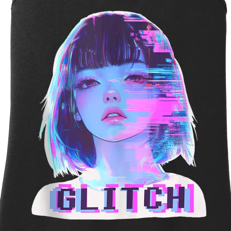 Japanese Vaporwave Edgy Sad Glitch Girl Anime Aesthetic Ladies Essential Tank