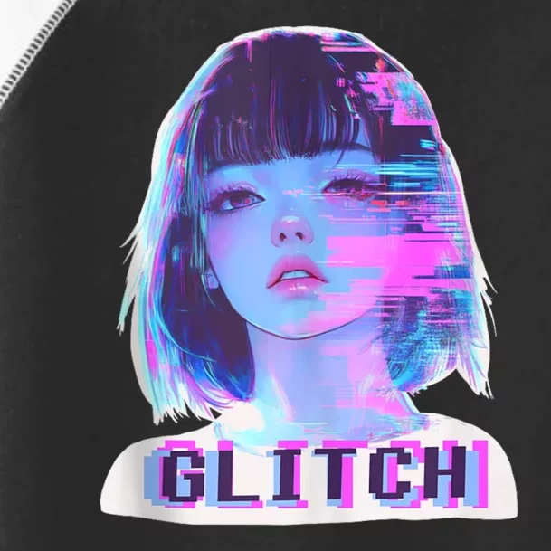 Japanese Vaporwave Edgy Sad Glitch Girl Anime Aesthetic Toddler Fine Jersey T-Shirt