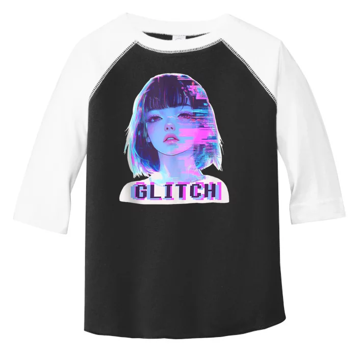 Japanese Vaporwave Edgy Sad Glitch Girl Anime Aesthetic Toddler Fine Jersey T-Shirt