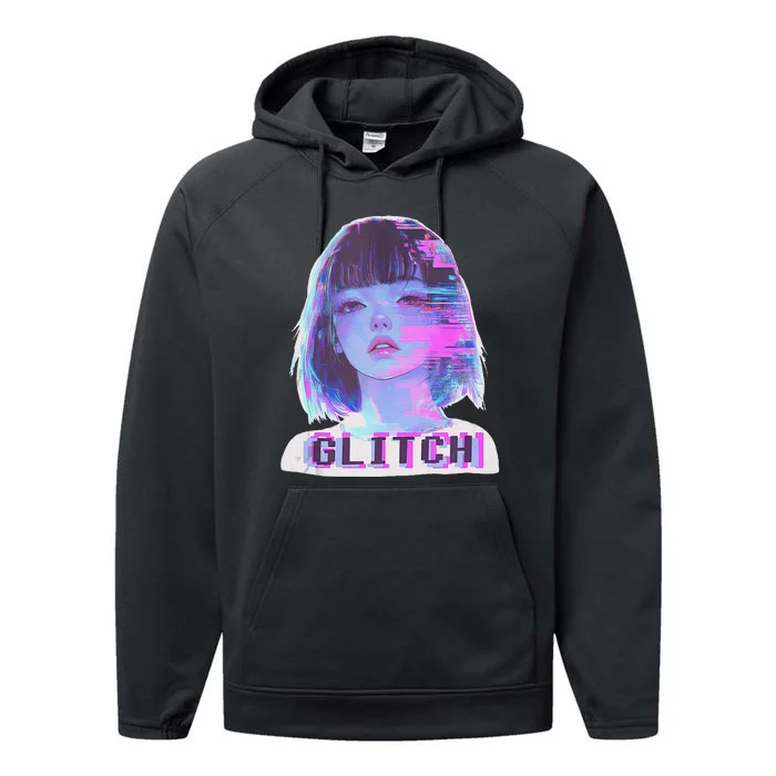 Japanese Vaporwave Edgy Sad Glitch Anime Aesthetic Performance Fleece Hoodie