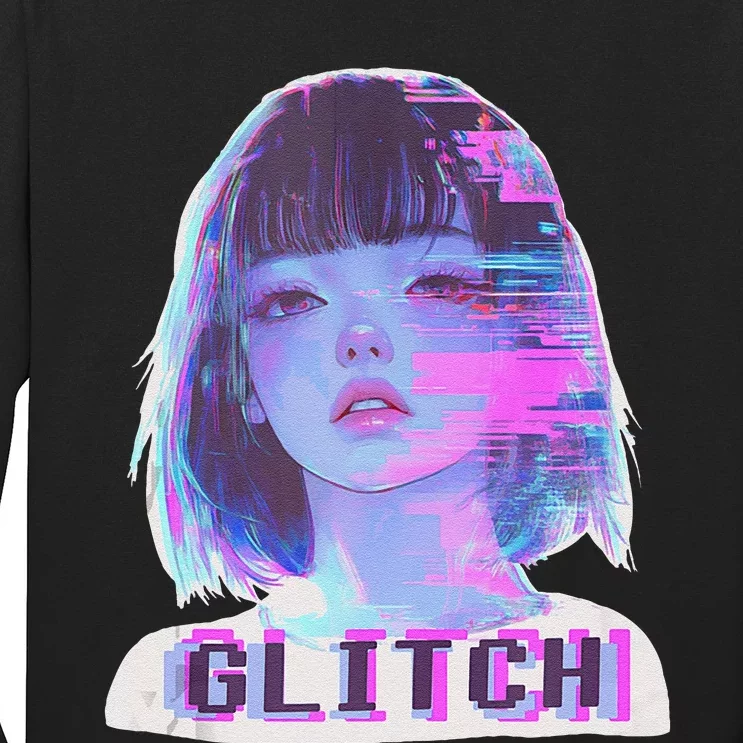 Japanese Vaporwave Edgy Sad Glitch Anime Aesthetic Long Sleeve Shirt