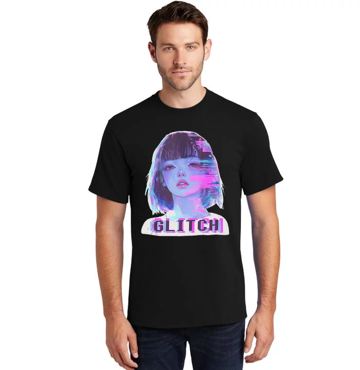 Japanese Vaporwave Edgy Sad Glitch Anime Aesthetic Tall T-Shirt