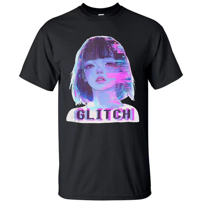 Japanese Vaporwave Edgy Sad Glitch Anime Aesthetic Tall T-Shirt