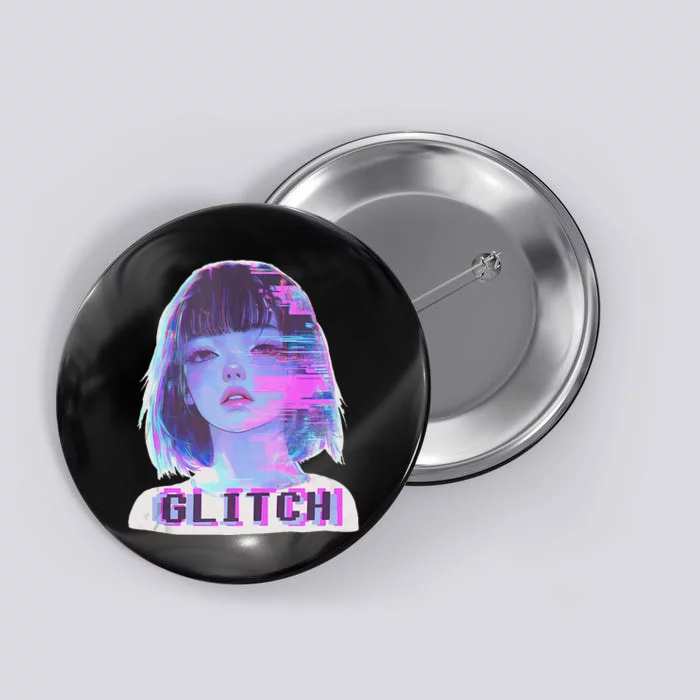 Japanese Vaporwave Edgy Sad Glitch Anime Aesthetic Button