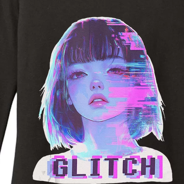 Japanese Vaporwave Edgy Sad Glitch Anime Aesthetic Womens CVC Long Sleeve Shirt