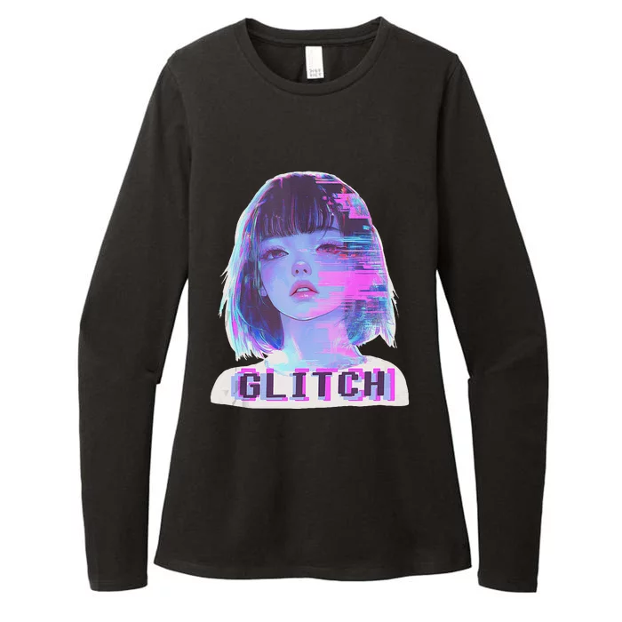 Japanese Vaporwave Edgy Sad Glitch Anime Aesthetic Womens CVC Long Sleeve Shirt