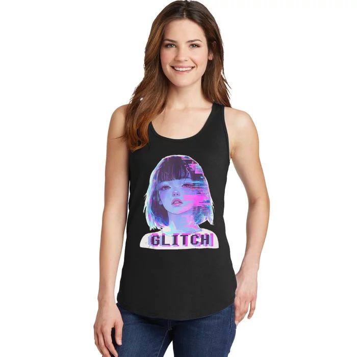 Japanese Vaporwave Edgy Sad Glitch Anime Aesthetic Ladies Essential Tank