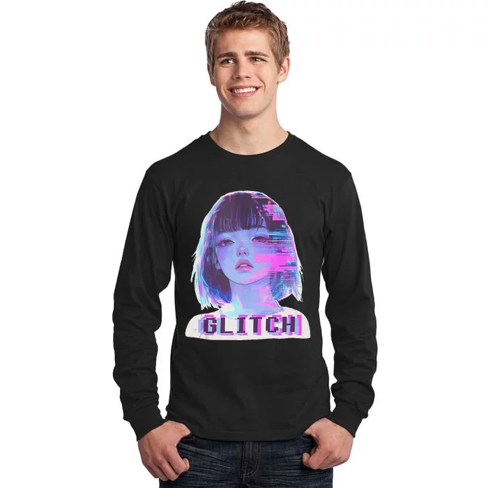 Japanese Vaporwave Edgy Sad Glitch Anime Aesthetic Tall Long Sleeve T-Shirt