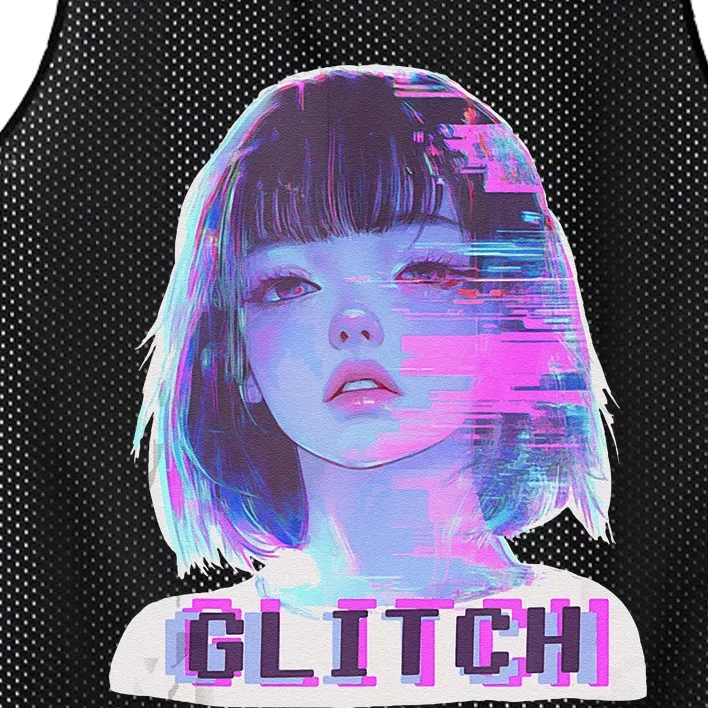 Japanese Vaporwave Edgy Sad Glitch Anime Aesthetic Mesh Reversible Basketball Jersey Tank