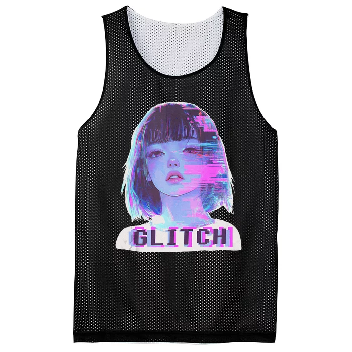 Japanese Vaporwave Edgy Sad Glitch Anime Aesthetic Mesh Reversible Basketball Jersey Tank