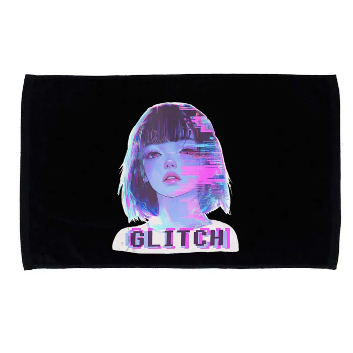 Japanese Vaporwave Edgy Sad Glitch Anime Aesthetic Microfiber Hand Towel