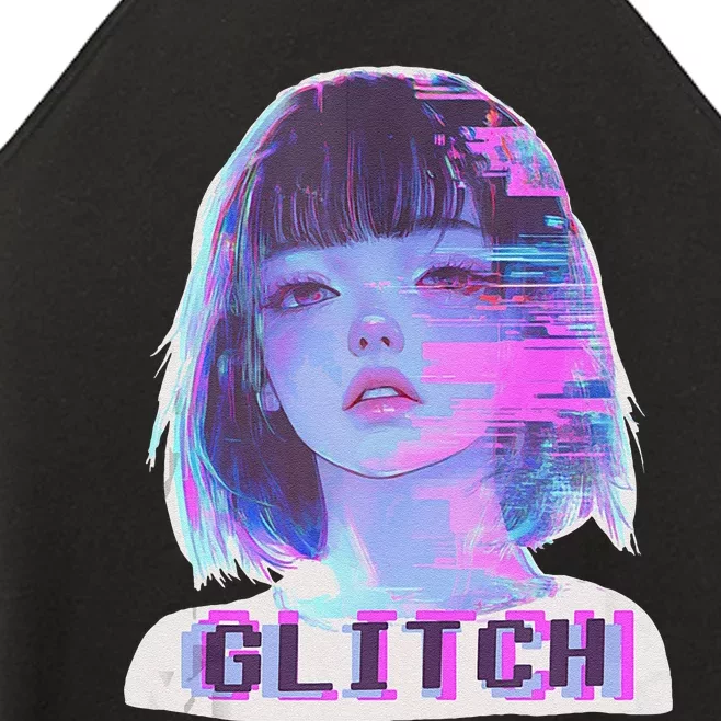 Japanese Vaporwave Edgy Sad Glitch Anime Aesthetic Women’s Perfect Tri Rocker Tank