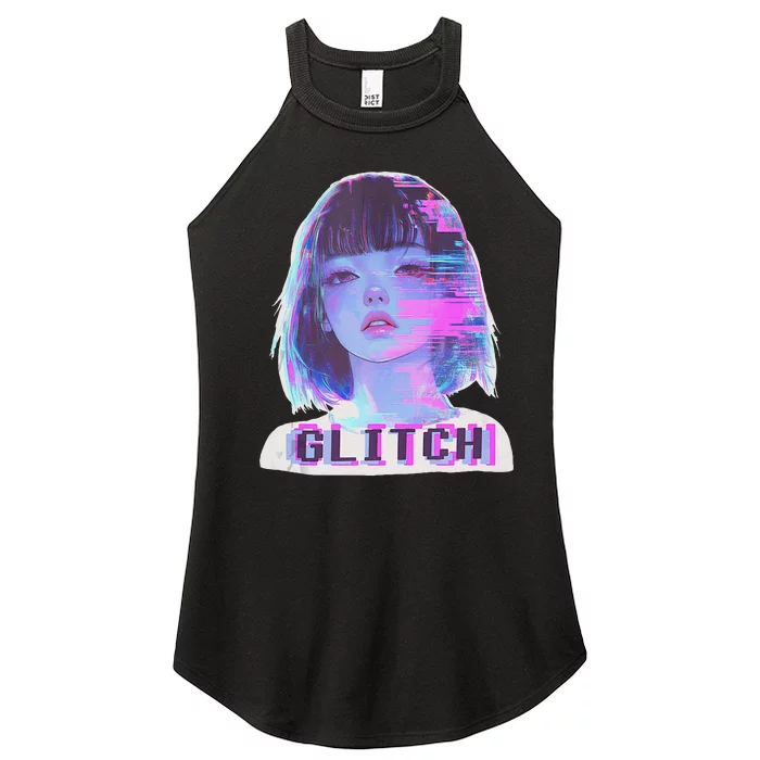 Japanese Vaporwave Edgy Sad Glitch Anime Aesthetic Women’s Perfect Tri Rocker Tank