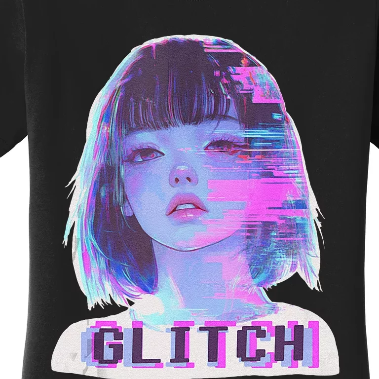 Japanese Vaporwave Edgy Sad Glitch Anime Aesthetic Women's T-Shirt