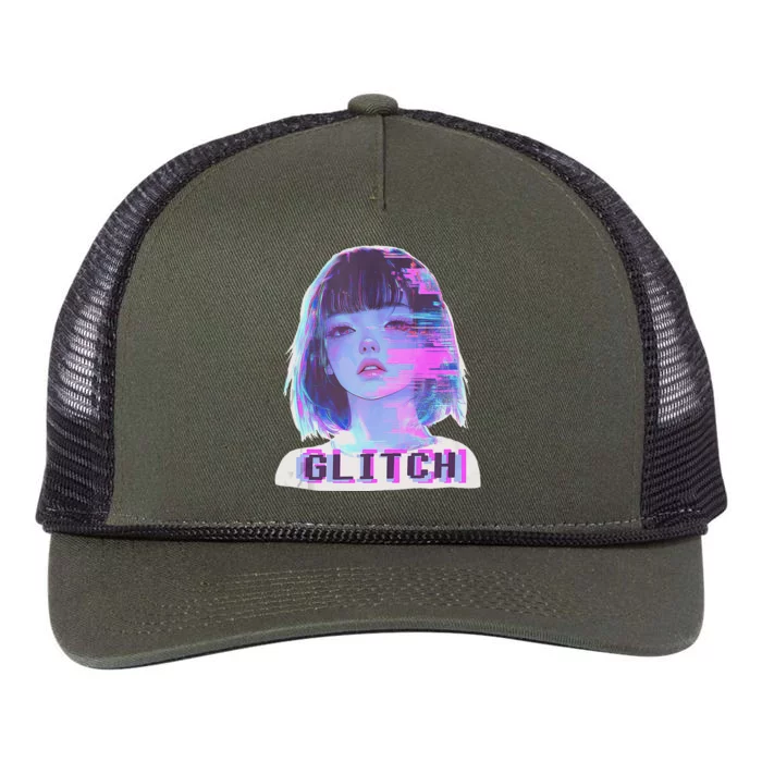 Japanese Vaporwave Edgy Sad Glitch Anime Aesthetic Retro Rope Trucker Hat Cap