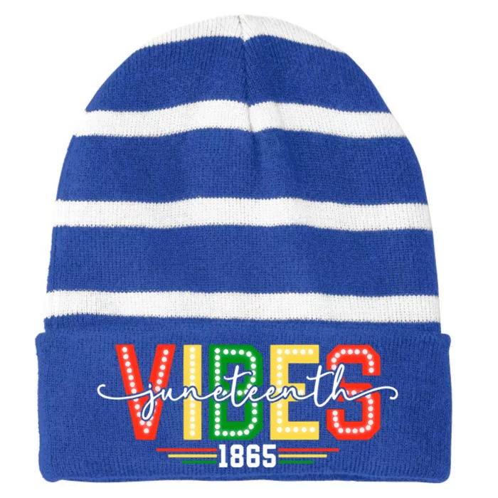 Junenth Vibes Funny Gift Striped Beanie with Solid Band