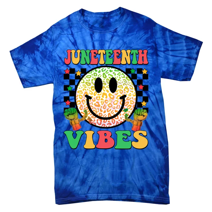 Junenth Vibes Freedom Day 1865 Black History Month Groovy Gift Tie-Dye T-Shirt