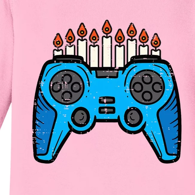 Jewish Video Game Gamer Hanukkah Chanukah Baby Long Sleeve Bodysuit