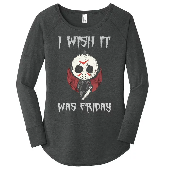 Jason Voorhees I Wish It Was Friday Vintage Halloween Women's Perfect Tri Tunic Long Sleeve Shirt