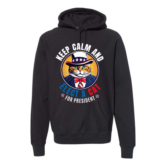 Joking Voter Keep Calm And Elect A Cat For President Premium Hoodie