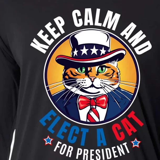 Joking Voter Keep Calm And Elect A Cat For President Cooling Performance Long Sleeve Crew