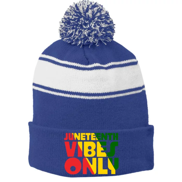 Juneteenth Vibes Only African America Flag Indepedence Day Gift Stripe Pom Pom Beanie