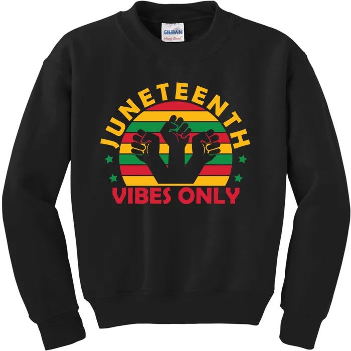 Juneteenth Vibes Only Graphic Kids Sweatshirt