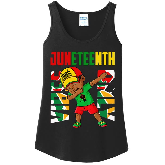 Juneteenth Vibes Only African Dabbing Black Boy Freedom Ladies Essential Tank