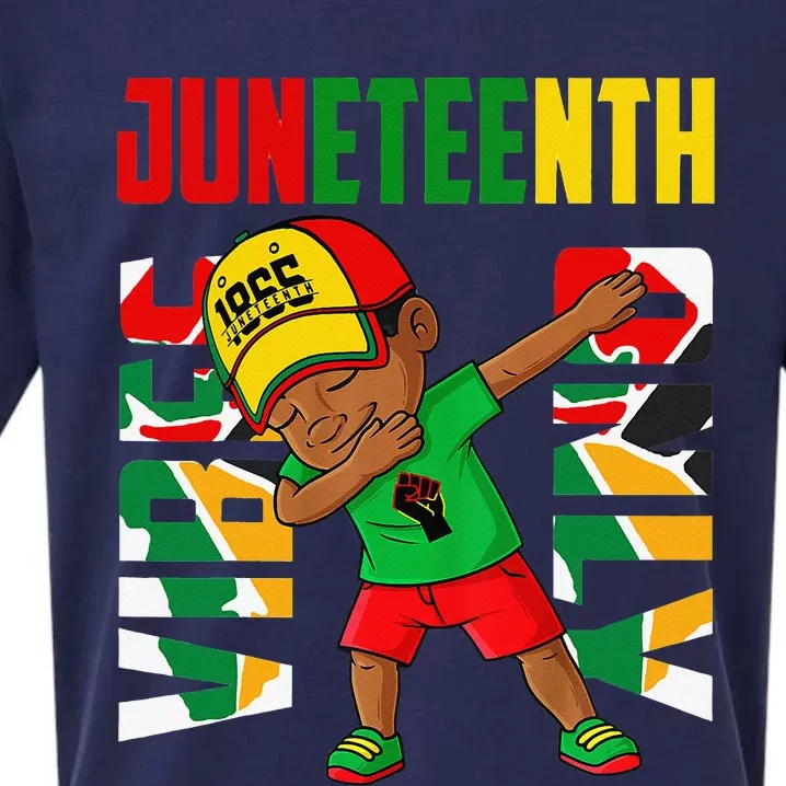 Juneteenth Vibes Only African Dabbing Black Boy Freedom Sueded Cloud Jersey T-Shirt