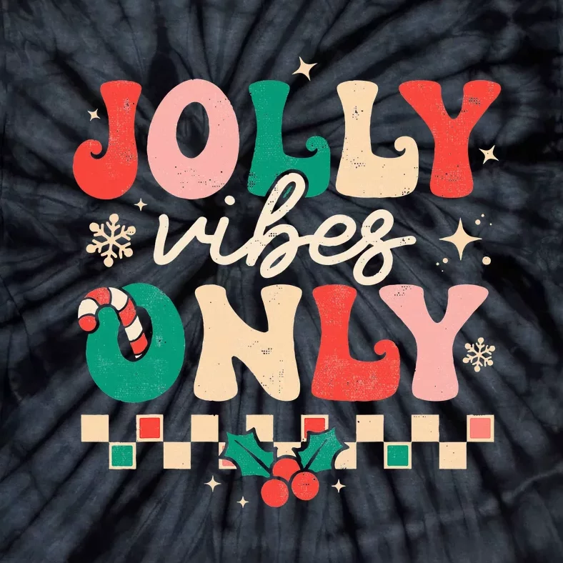 Jolly Vibes Only Groovy Retro Christmas Xmas Happy Holiday Tie-Dye T-Shirt