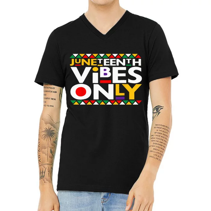 Juneteenth Vibes Only 1865 African American V-Neck T-Shirt