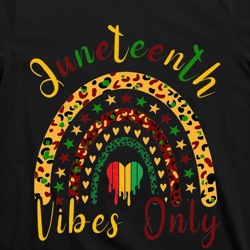 Juneteenth Vibes Only Leopard Rainbow Juneteeth T-Shirt