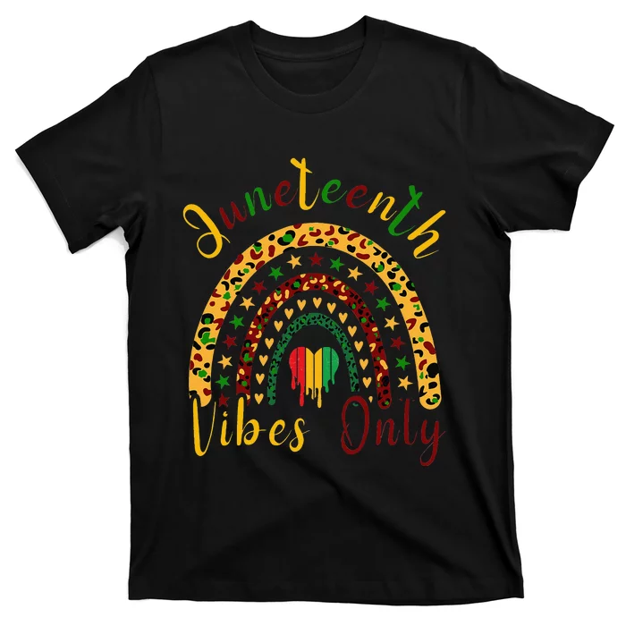 Juneteenth Vibes Only Leopard Rainbow Juneteeth T-Shirt