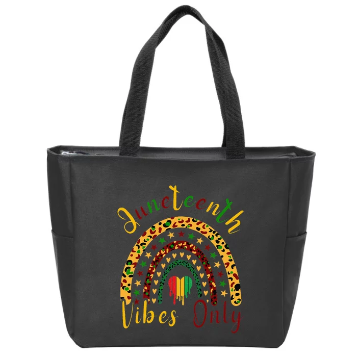 Juneteenth Vibes Only Leopard Rainbow Juneteeth Zip Tote Bag