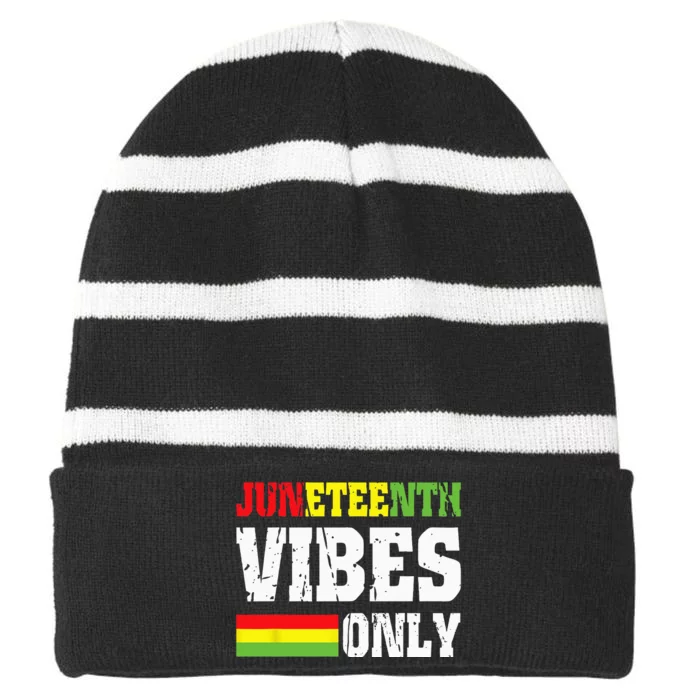 JUNETEENTH VIBES ONLY June 19 1865 Celebrate Black History Striped Beanie with Solid Band