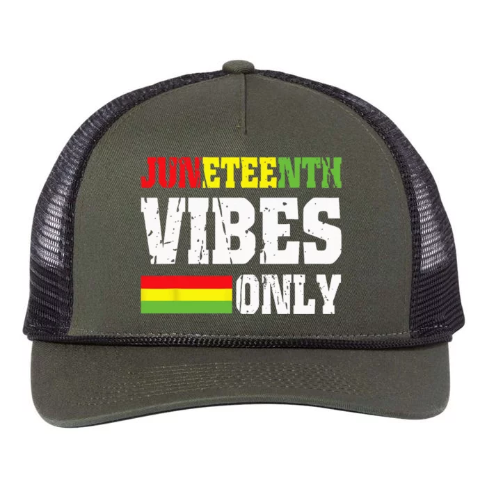 JUNETEENTH VIBES ONLY June 19 1865 Celebrate Black History Retro Rope Trucker Hat Cap