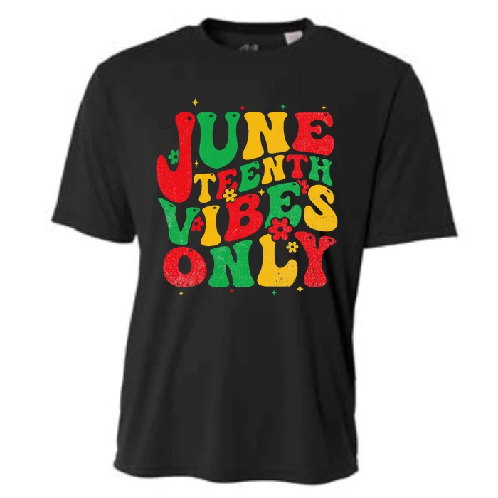 Juneteenth Vibes Only Groovy Retro Black Cooling Performance Crew T-Shirt