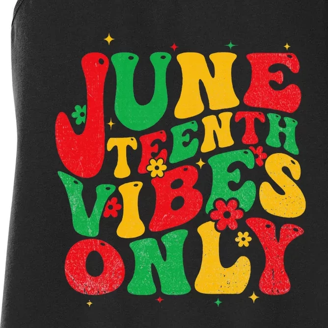 Juneteenth Vibes Only Groovy Retro Black Women's Racerback Tank