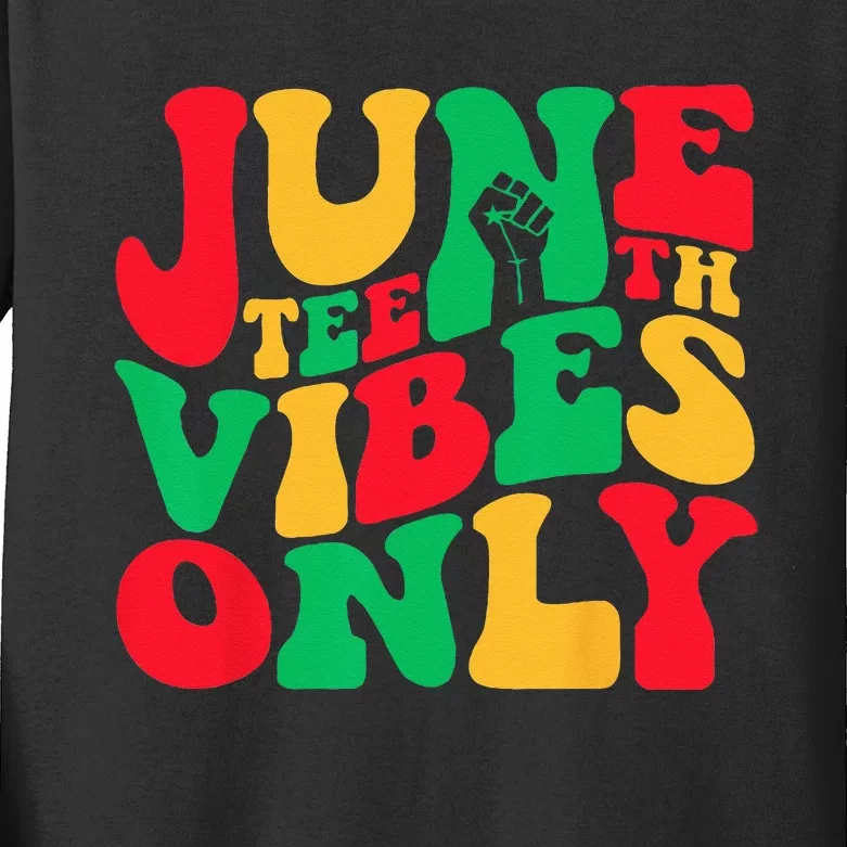 Juneteenth Vibes Only 1865 African American Kids Long Sleeve Shirt