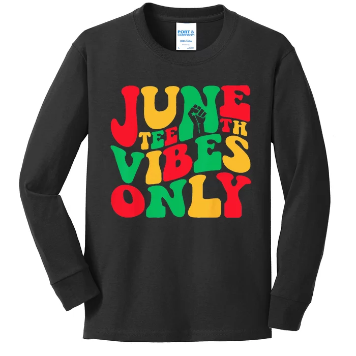 Juneteenth Vibes Only 1865 African American Kids Long Sleeve Shirt