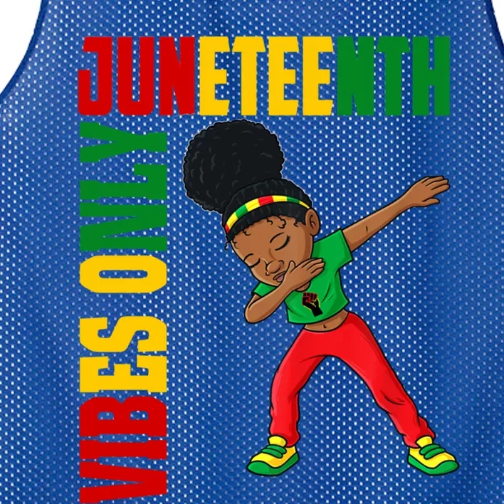 Juneteenth Vibes Only African Dabbing Black Freedom Meaningful Gift Mesh Reversible Basketball Jersey Tank