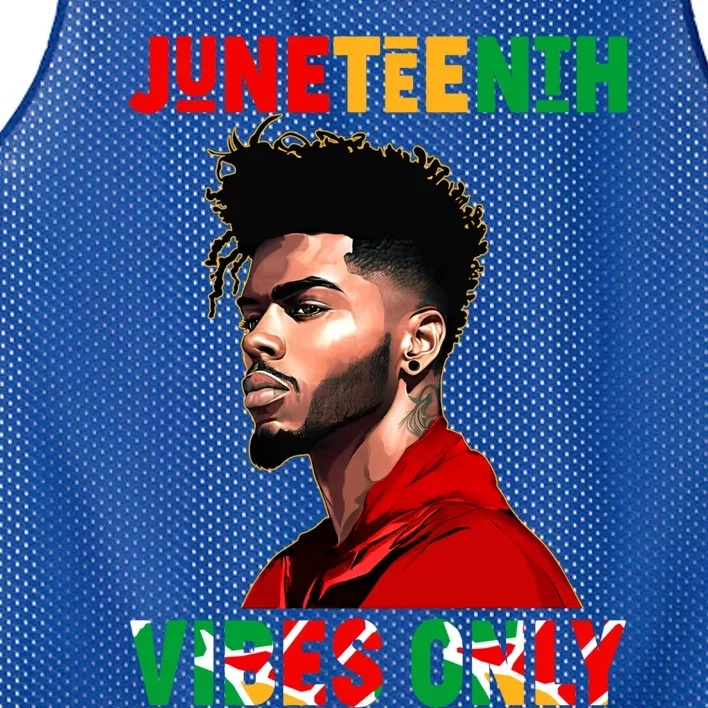 Juneteenth Vibes Only Black King Black Freedom Afro Gift Mesh Reversible Basketball Jersey Tank